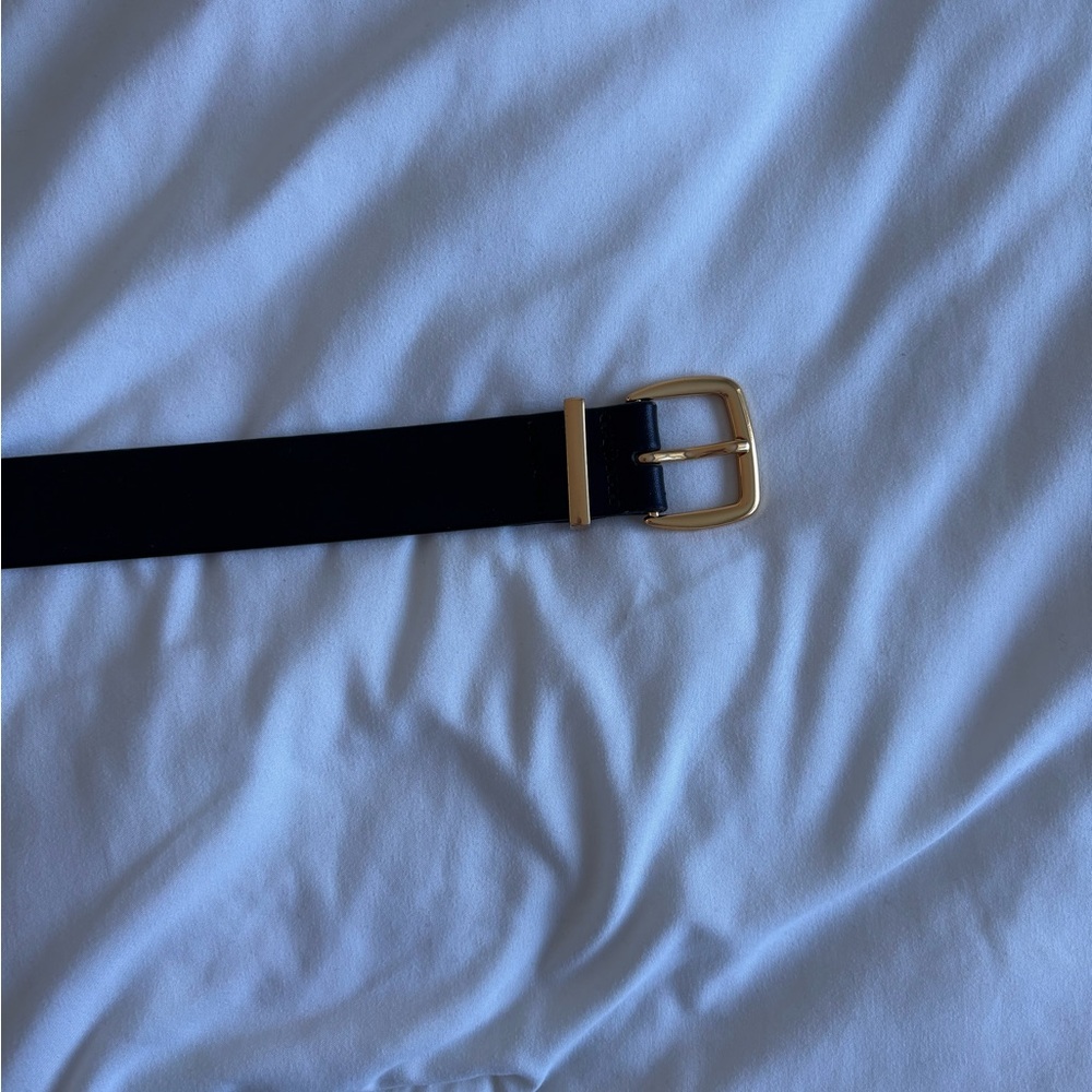 Madewell Black Belt with Gold Buckle